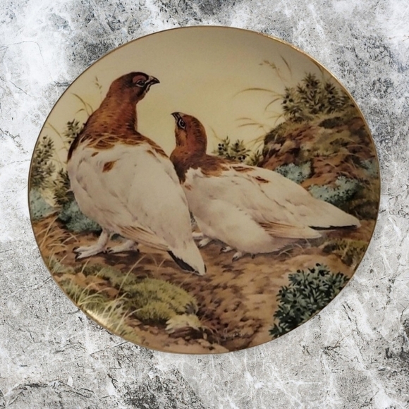 3/$30 Forest YEAR 1983 Ptarmigans Show Off November Porcelain Nature Plate - Picture 1 of 5